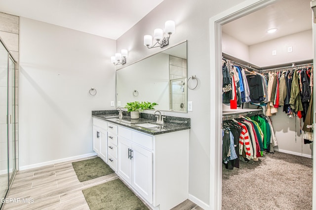 full bath with a sink and a walk in closet