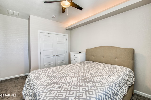 bedroom featuring carpet floors, baseboards, and visible vents