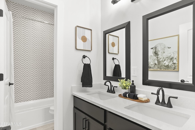 837 Durham Way, Horizon City, TX 79928 - full bathroom with double vanity, bathtub / shower combination, and toilet