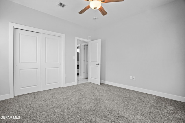 478 Sylvia Ct, Socorro, TX 79927 - unfurnished bedroom with carpet, a closet, and ceiling fan