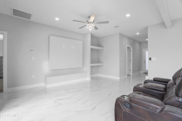 478 Sylvia Ct, Socorro, TX 79927 - living room featuring marble finish flooring, recessed lighting, and a ceiling fan