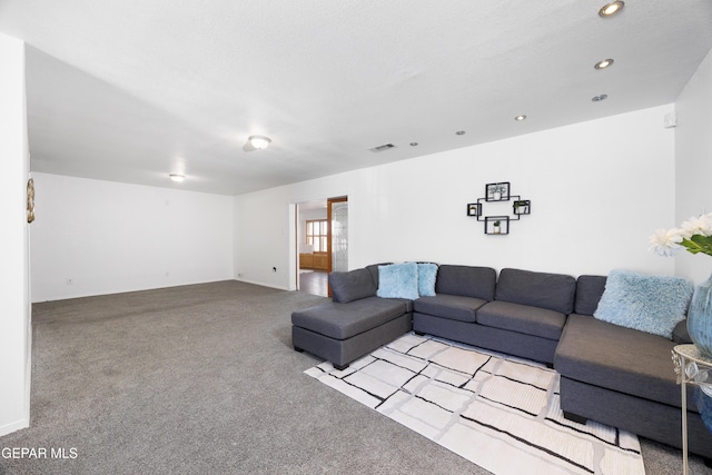 9232 Morelia Rd, El Paso, TX 79907 - carpeted living area with recessed lighting and visible vents