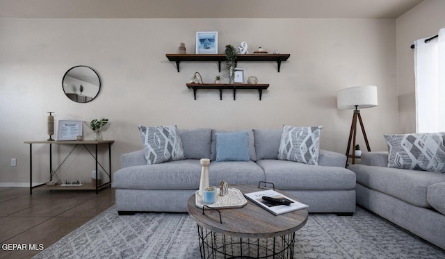 living area with baseboards