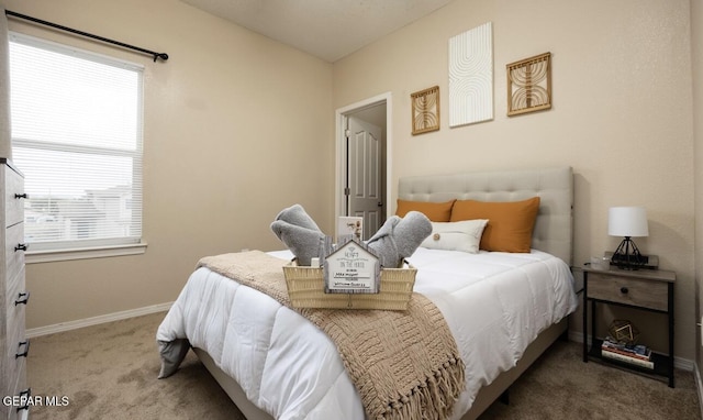 bedroom with baseboards and carpet flooring