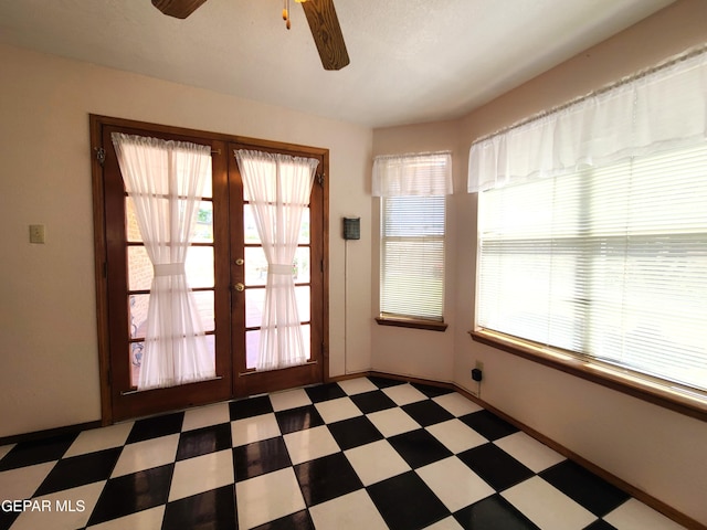 10812 Sandy Koufax Dr, El Paso, TX 79924 - interior space featuring ceiling fan, french doors, and light floors