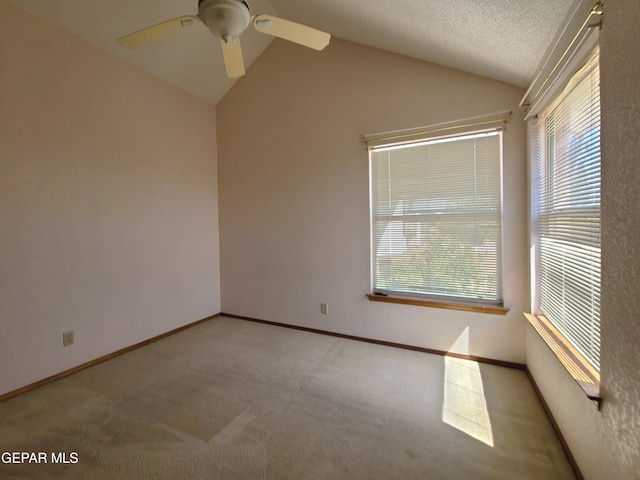 10812 Sandy Koufax Dr, El Paso, TX 79924 - unfurnished room featuring carpet floors, a ceiling fan, baseboards, and vaulted ceiling