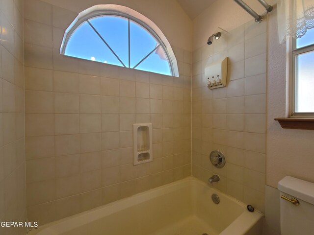 10812 Sandy Koufax Dr, El Paso, TX 79924 - bathroom with shower / bathing tub combination, a wealth of natural light, and toilet