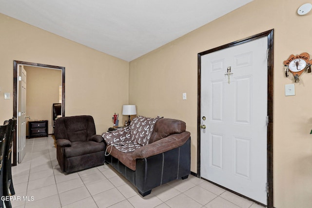 living area featuring light tile patterned floors