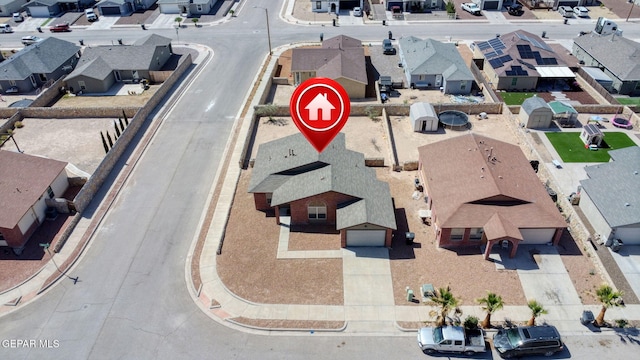aerial view with a residential view