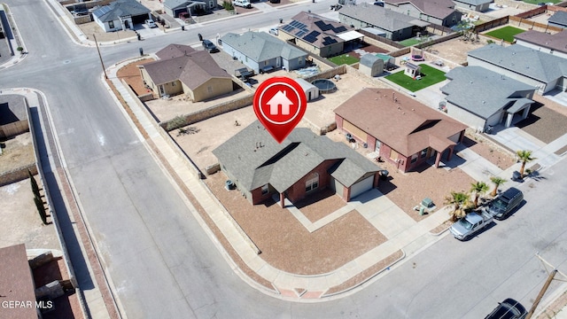 drone / aerial view with a residential view