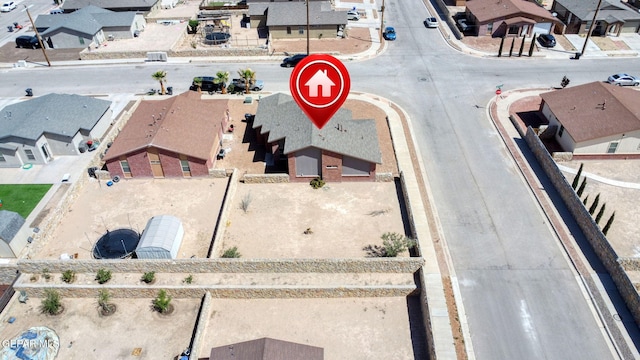 aerial view with a residential view