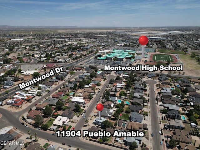 aerial view with a residential view