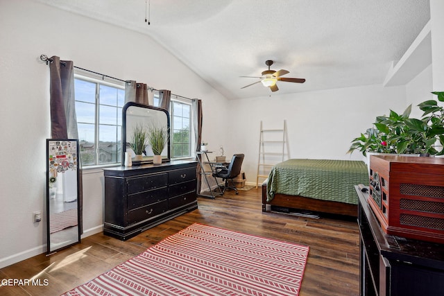 2709 Granite Rock Pl, El Paso, TX 79938 - bedroom featuring a ceiling fan, baseboards, vaulted ceiling, and wood finished floors