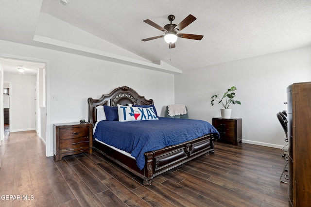 2709 Granite Rock Pl, El Paso, TX 79938 - bedroom featuring baseboards, ceiling fan, vaulted ceiling, and wood finished floors