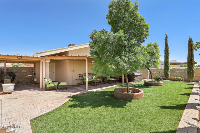view of yard with a patio area and fence