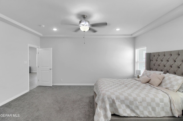 13408 Emerald Glass Dr, Horizon City, TX 79928 - bedroom with recessed lighting, carpet, baseboards, and ceiling fan