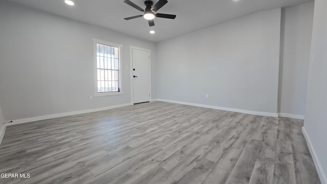 209 Hardesty Pl Unit 1 & 2, El Paso, TX 79905 - unfurnished room featuring a ceiling fan, recessed lighting, wood finished floors, and baseboards