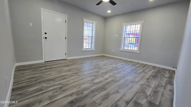 209 Hardesty Pl Unit 1 & 2, El Paso, TX 79905 - foyer entrance featuring ceiling fan, plenty of natural light, wood finished floors, baseboards, and recessed lighting