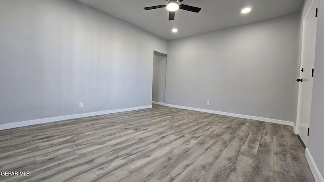 209 Hardesty Pl Unit 1 & 2, El Paso, TX 79905 - empty room featuring ceiling fan, recessed lighting, baseboards, and wood finished floors