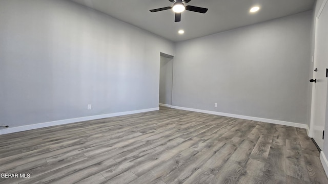 209 Hardesty Pl Unit 1 & 2, El Paso, TX 79905 - spare room with a ceiling fan, recessed lighting, baseboards, and wood finished floors