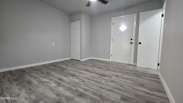 209 Hardesty Pl Unit 1 & 2, El Paso, TX 79905 - entrance foyer with ceiling fan, wood finished floors, and baseboards