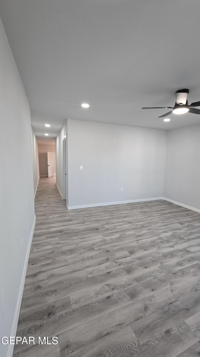 209 Hardesty Pl Unit 1 & 2, El Paso, TX 79905 - spare room featuring wood finished floors, recessed lighting, ceiling fan, and baseboards