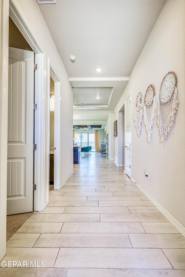 14940 Tierra Escape Ave, El Paso, TX 79938 - hallway with recessed lighting, baseboards, visible vents, and wood tiled floor