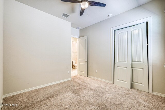 14940 Tierra Escape Ave, El Paso, TX 79938 - unfurnished bedroom featuring baseboards, carpet, a closet, and visible vents