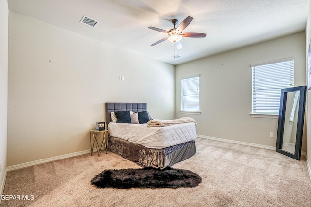 14940 Tierra Escape Ave, El Paso, TX 79938 - bedroom featuring visible vents, carpet flooring, baseboards, and ceiling fan
