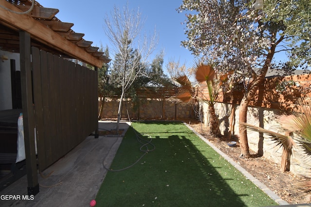 view of yard with a fenced backyard