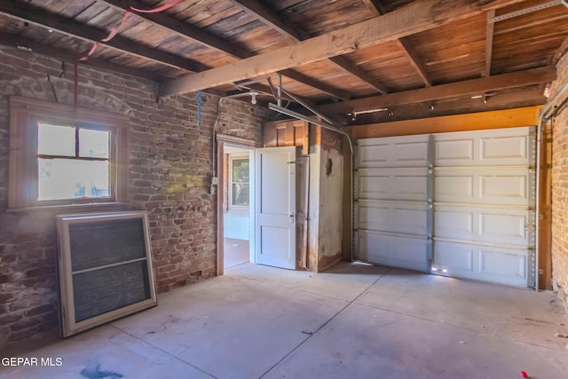 garage featuring wood ceiling