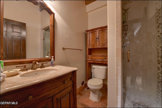 5401 Tierra Vista Dr, El Paso, TX 79932 - full bathroom with toilet, vanity, a shower stall, and tile patterned floors