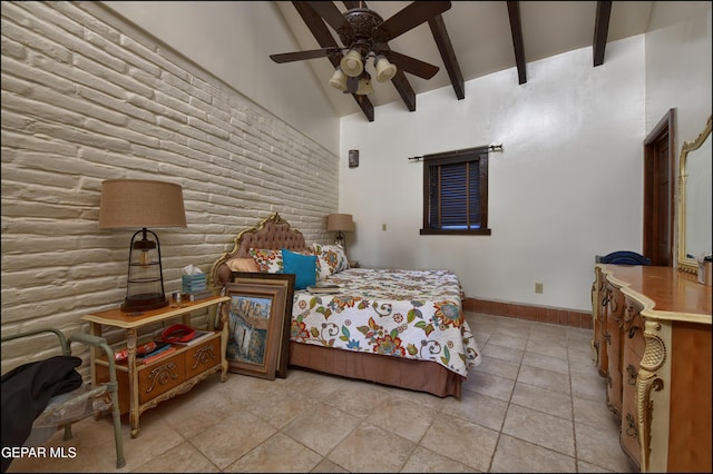 5401 Tierra Vista Dr, El Paso, TX 79932 - bedroom featuring high vaulted ceiling and beam ceiling