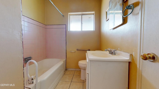 6001 Canton Ct, El Paso, TX 79905 - bathroom with tile patterned flooring, shower / bath combination, toilet, and vanity