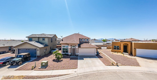 14253 Hacienda Rock Dr, El Paso, TX 79938 - view of front of property featuring a residential view, concrete driveway, stucco siding, and a garage