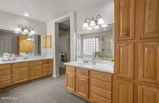 12164 Sitting Bull Dr, El Paso, TX 79936 - bathroom with a stall shower and vanity