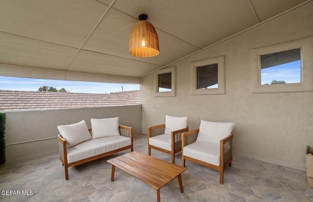 12164 Sitting Bull Dr, El Paso, TX 79936 - sitting room featuring lofted ceiling