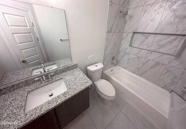 913 Larkhall Pl, El Paso, TX 79928 - bathroom with shower / washtub combination, vanity, toilet, and marble finish floor