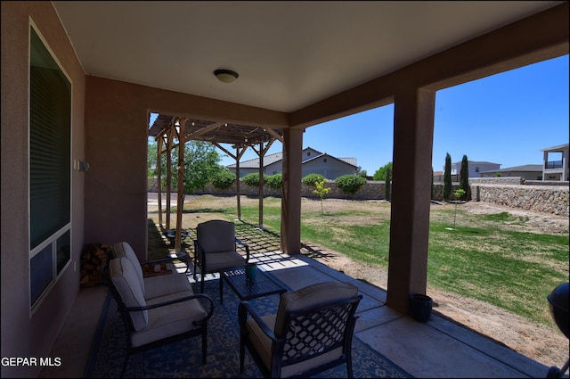 view of patio featuring a fenced backyard