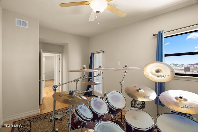 1859 Luis Gomez Place, El Paso, TX 79936 - game room featuring wood finished floors, ceiling fan, and baseboards