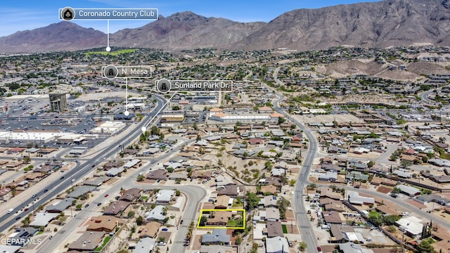 aerial view with a residential view and a mountain view