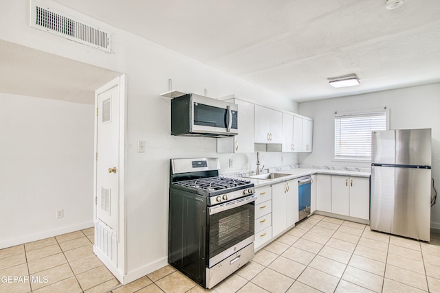 8929 Robert Dr Unit 1 & 2, El Paso, TX 79904 - kitchen featuring visible vents, appliances with stainless steel finishes, a sink, light countertops, and white cabinets