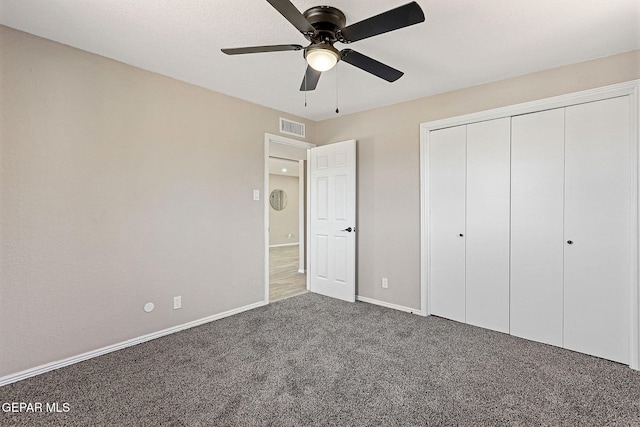 7113 Pear Tree Ln, El Paso, TX 79915 - unfurnished bedroom featuring carpet flooring, baseboards, a closet, and ceiling fan