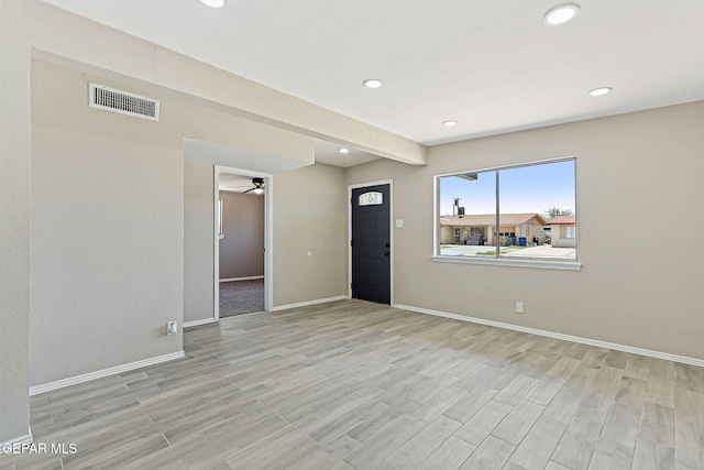 7113 Pear Tree Ln, El Paso, TX 79915 - unfurnished room featuring light wood finished floors, recessed lighting, baseboards, and ceiling fan