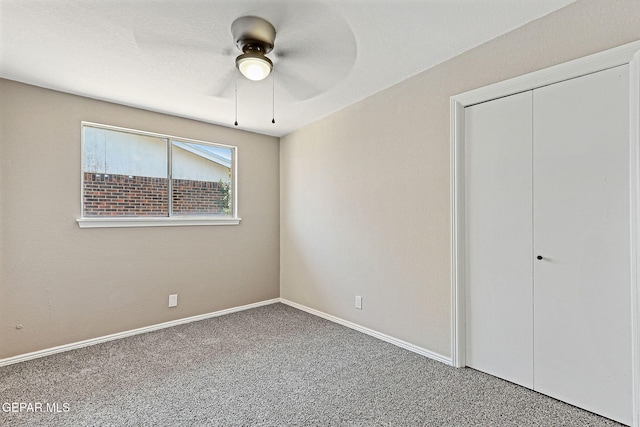 7113 Pear Tree Ln, El Paso, TX 79915 - unfurnished bedroom with carpet floors, baseboards, a closet, and a ceiling fan