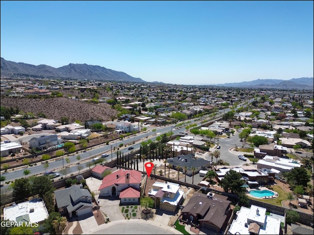 aerial view with a residential view and a mountain view