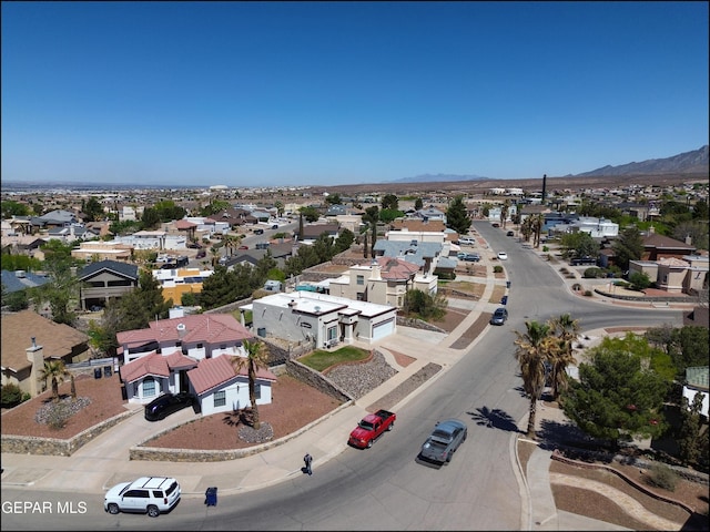aerial view with a residential view and a mountain view