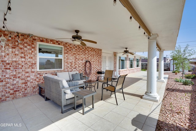 98 Northwind Dr, El Paso, TX 79912 - view of patio / terrace with ceiling fan and outdoor lounge area