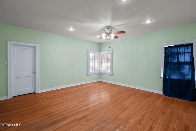 3020 Wheeling Ave, El Paso, TX 79930 - unfurnished room with ceiling fan, light wood-type flooring, baseboards, and recessed lighting