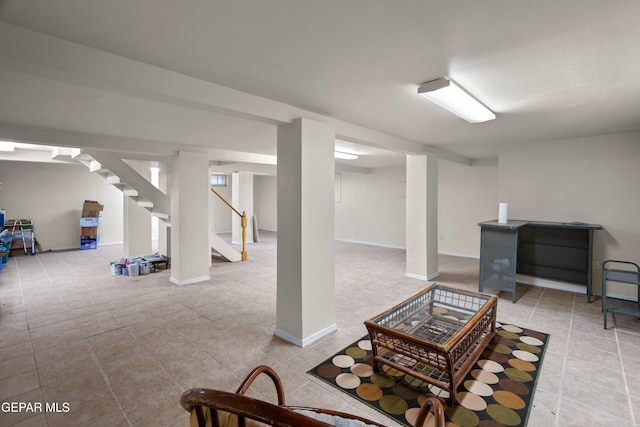 3020 Wheeling Ave, El Paso, TX 79930 - finished below grade area with stairway, tile patterned floors, and baseboards